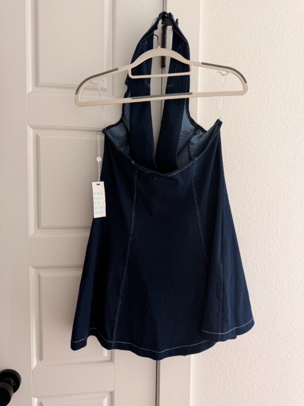 Frankies Bikinis Moonlight Denim Halter Mini Dress M NWT - Picture 6 of 11